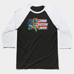 Autism Awareness T-Shirt Pround Autism Mom Vintage USA Flag Gift Baseball T-Shirt